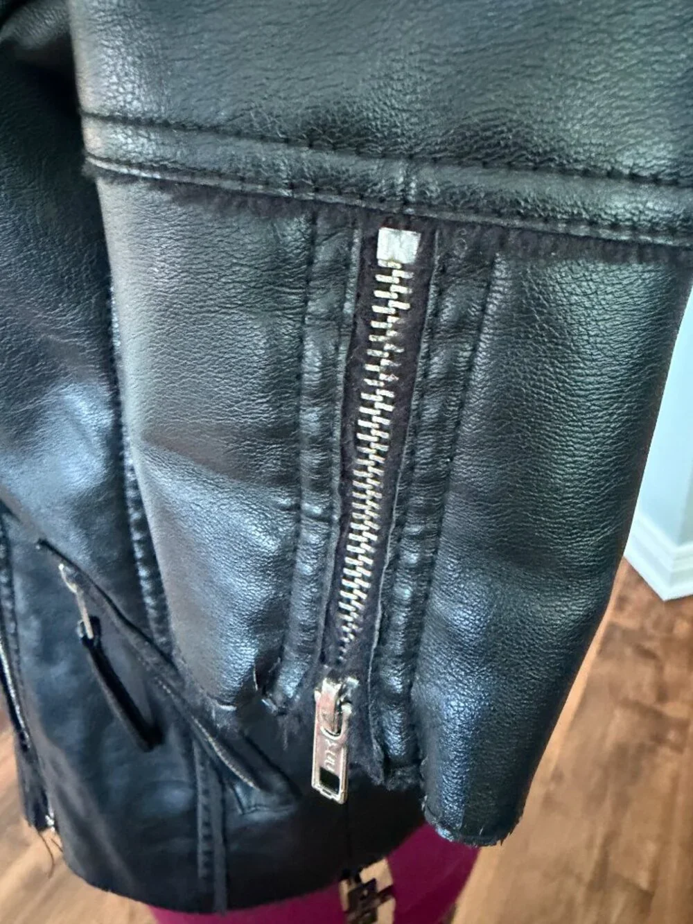 Blank NYC Girl's Faux Leather Moto Style Jacket - Size Kids L